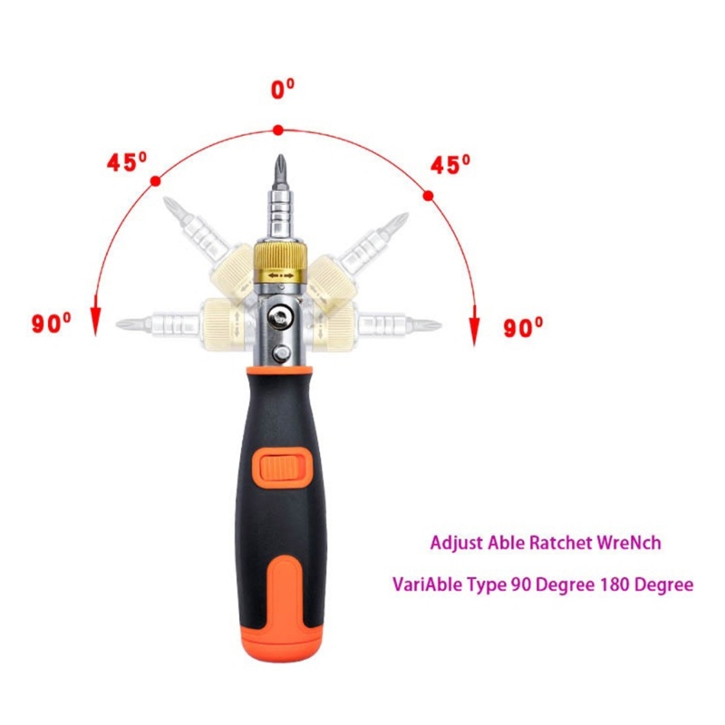 Set Obeng Ratchet Magnetik 10in1 180 Derajat° Slotted Untuk Cross Star Bits Hand T