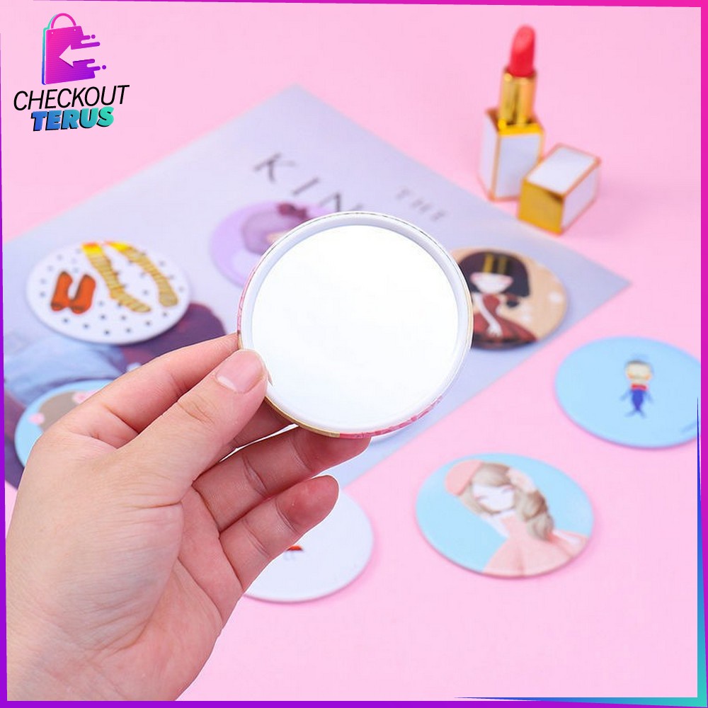 CT K53 Cermin Bulat Karakter Kaca Mini Travelling Motif Kartun Colorful Cermin Saku Mirror Mini Portable Bisa Untuk Sovenir