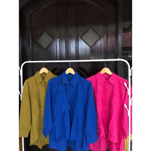 Kemeja linen premium crinkle