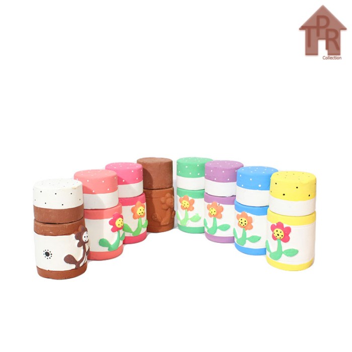 Prakarya - Tanah Liat Toples Bertutup / Toples Tusuk Gigi - T10