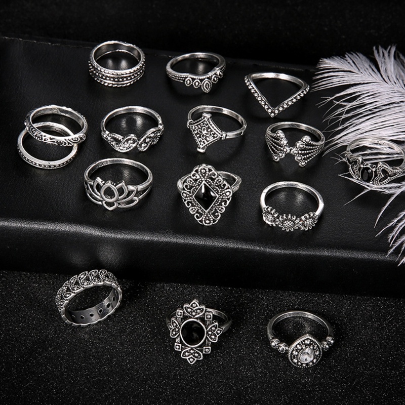Glitter 15 Pcs/Set Women Vintage Alloy Hollow out Midi Joint Finger Rings Set Knuckle Ring Jewelry Gifts