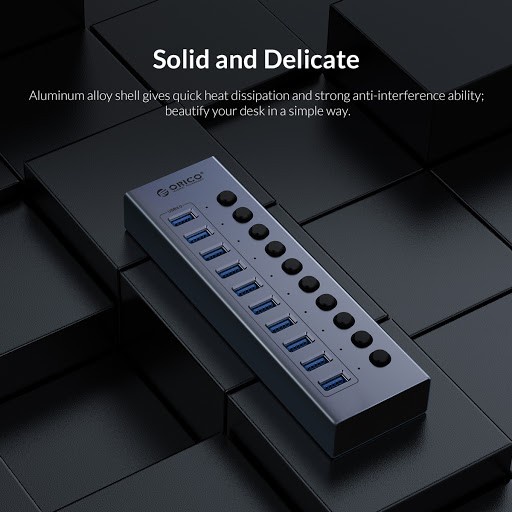 Usb 3.0 hub Orico 16 Port industrial on off switch aluminum 5Gbps Adapter bt2U3-16ab - Terminal usb3.0 16 slot saklar