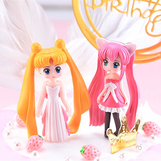 6pcs / Set Action Figure Anime Sailor Moon Tsukino Usagi Bahan Pvc Untuk Dekorasi Kue