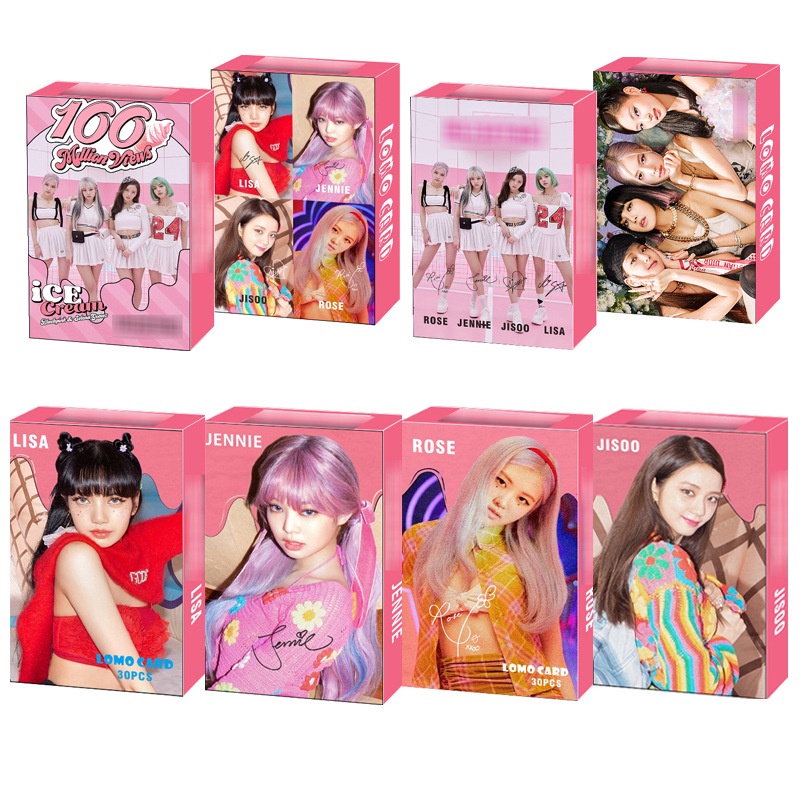 30pcs / Set Kartu Lomo Foto Kpop Blackpink LISA JISOO ROSE JENNIE