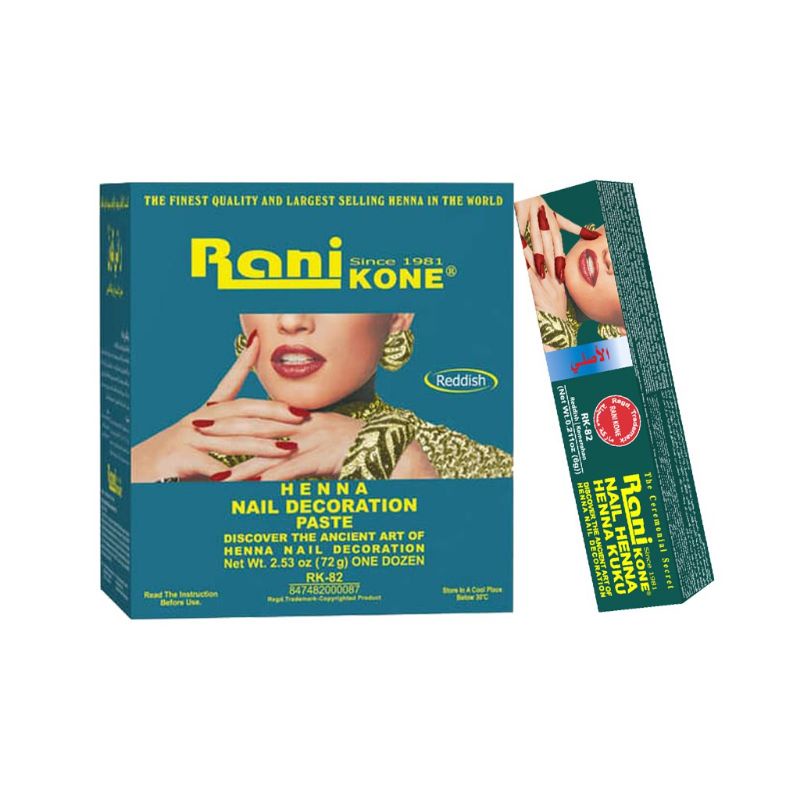 HENNA KUKU HALAL HENNA KUKU RANI Henna Rani Kone 82 Nail Decoration Paste Reddish (Green Pack) 6g