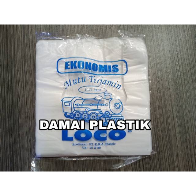 HD Kantong Plastik KRESEK Loco Putih Susu Tipis Ekonomis Ukuran 15