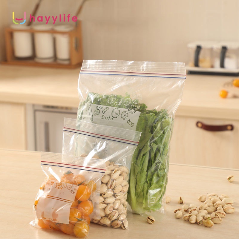 HAYYLIFE Kantong Kemasan Makanan Ziplock- Plastik Penyimpanan Reuseable Dan Dapat Ditulis HL-AGB635