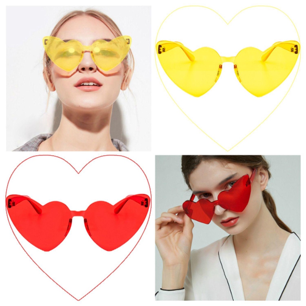 Lily Heart Sunglasses Cosplay Tanpa Bingkai Pesta Tebal Wanita Shades