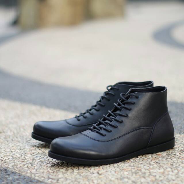 Sepatu Kulit Pantofel Formal Kerja Original Reylman Strings Black