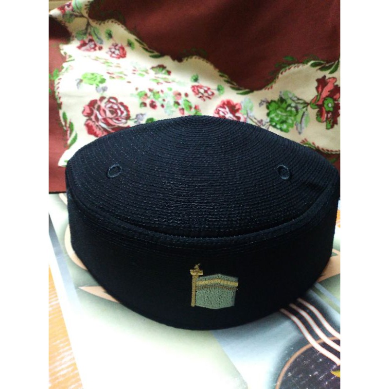 peci malaysia hitam. peci malaysia logo ka'bah.