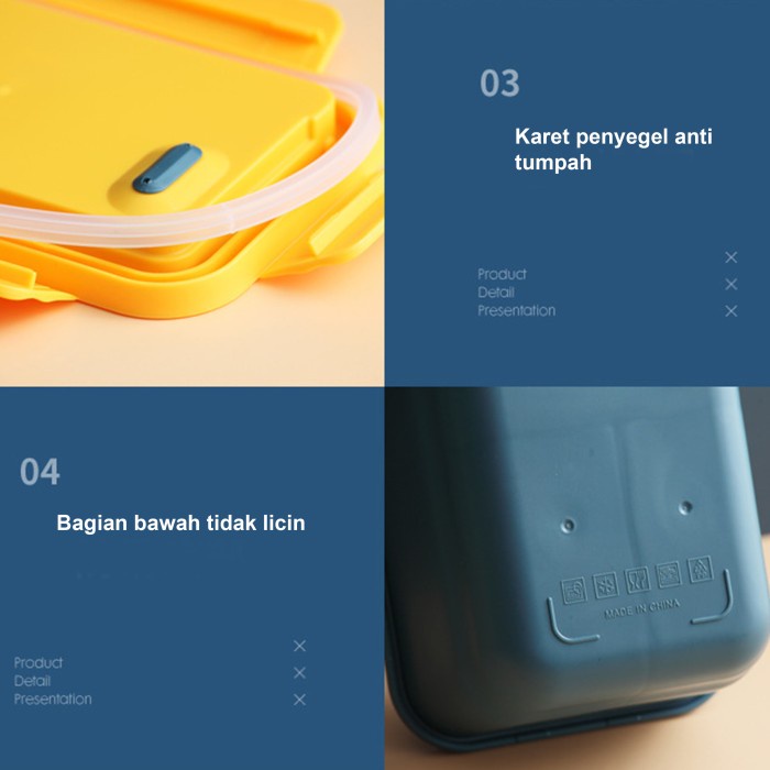 Tempat Kotak Bekal Makan Lunch Box Anak Plastik 1400ml Bento Box