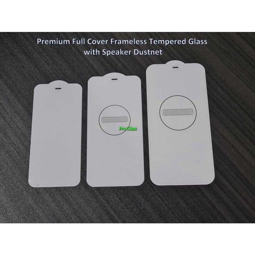 Iphone X / XS / XR / XS MAX / 11 / 11 PRO / 11 PRO MAX / 12 MINI / 12 / 12 PRO / 12 PRO MAX Frameless CLEAR Full Cover Tempered Glass + Dustnet