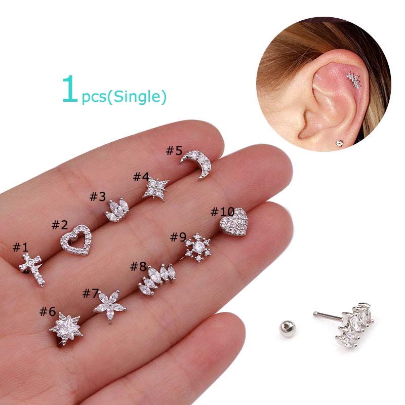 1piece Tragus Cartilage Pinna Daith Helix Earrings Piercing 6mm Length