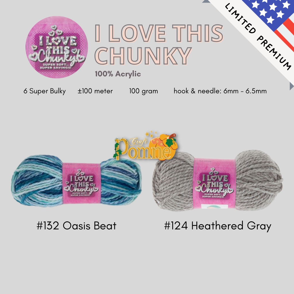 LIMITED USA - I LOVE THIS CHUNKY YARN - BENANG  ACRYLIC PREMIUM SOFT CROCHET KNITTING YARN