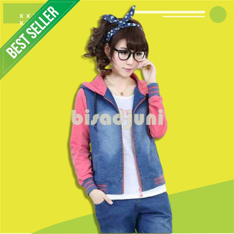 JAKET CEWEK UKURAN S M L FIT WARNA KUNING ABU JAKET HOODIE CEWEK JEANS WANITA MURAH Q91X4