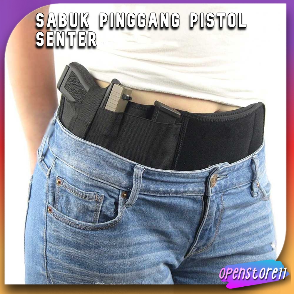 Sabuk Ikat Pinggang Tentara Militer Polisi Pisau lipat Pistol Senter Uang HP Smartphone