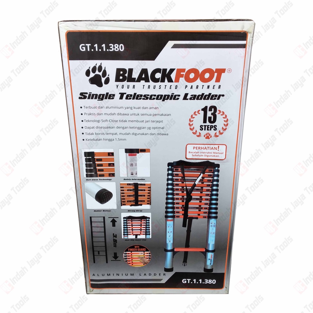 BLACKFOOT Tangga TELESKOPIK SINGLE 3.8 M Lipat Alumunium Meter