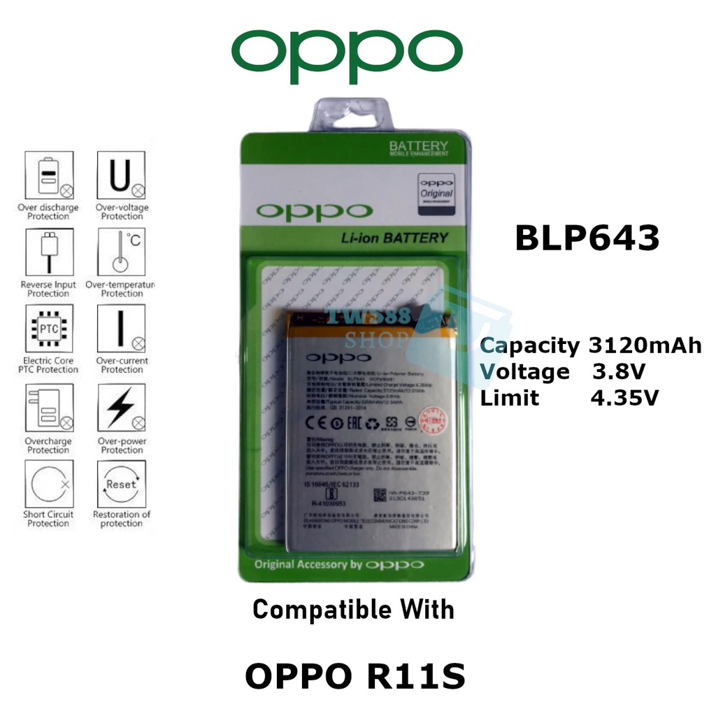 (TWS) Batre Battery Baterai Original Oppo BLP643 / R11S