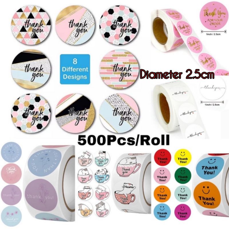 

LABEL STIKER THANK YOU ISI 500PCS / THANK YOU STICKER/ THANK YOU ONLINE SHOP LABEL