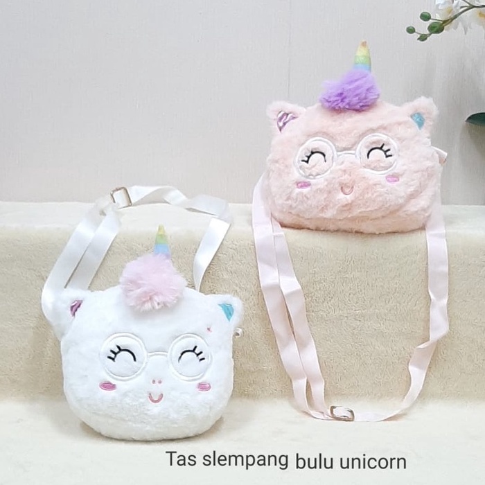 Tas Selempang M Bulu Unicorn Karakter Lucu Kuda Pony Animal