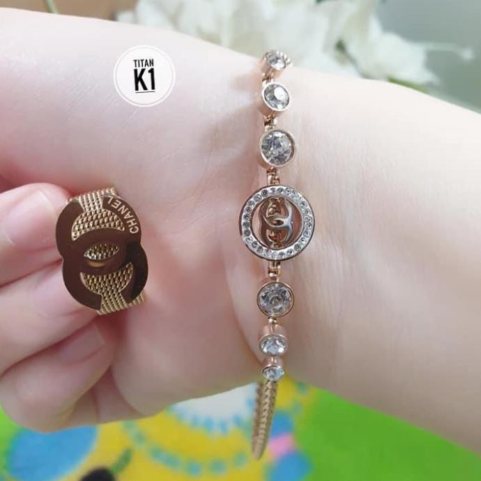 CUCI GUDANG Set perhiasan gelang cincin titanium chanel