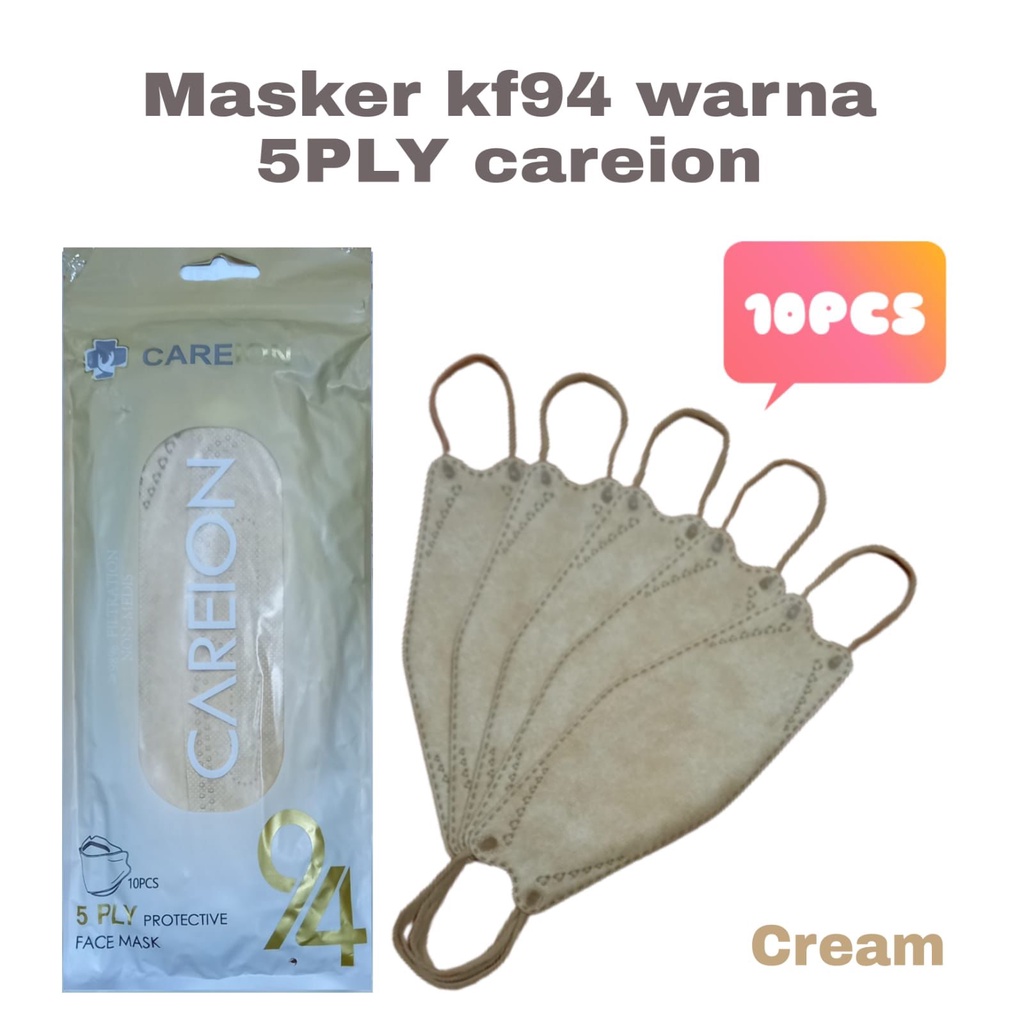 CAREION MASKER KF94 5PLY WARNA ISI 10 EMBOS PROTECTIVE FACE MASK 3D