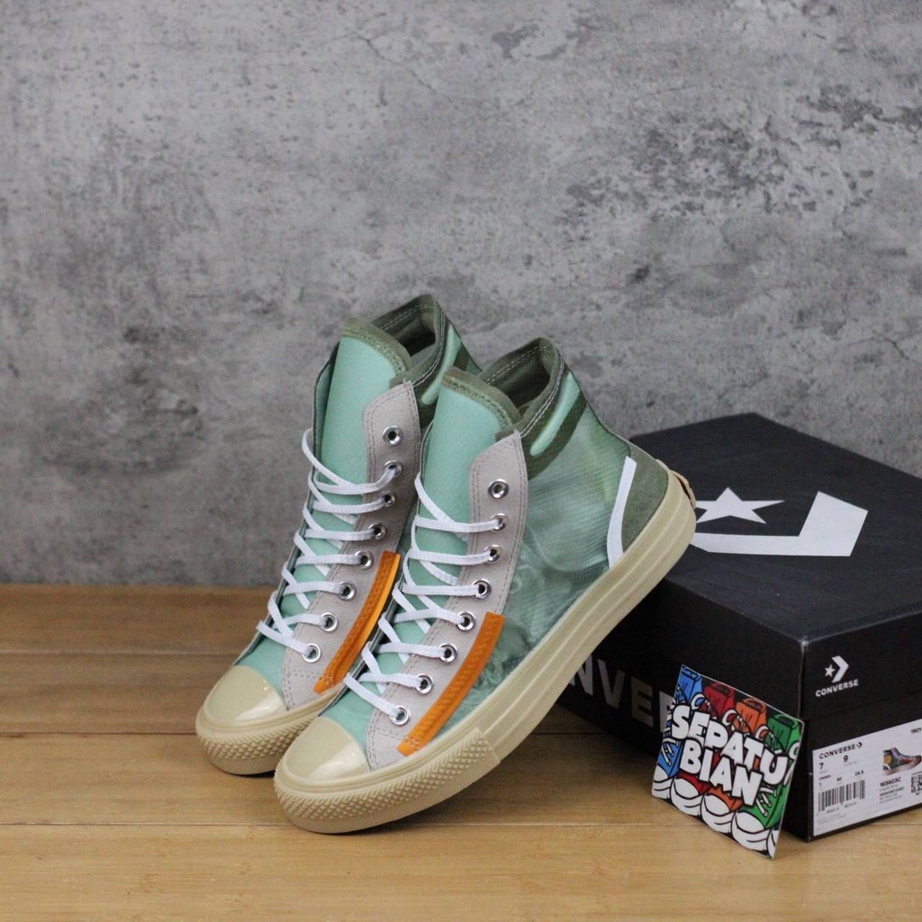 SEPATU OFFWHITE x Converse chuck 70s hi high Transparan green bnib top sneakers