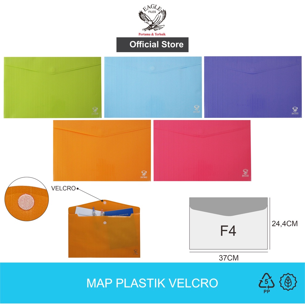 

EAGLE Map Plastik / Map Kancing / Map Kancing Plastik / Map Plastik Kancing Velcro F4 Smart Pocket Opaque E 222