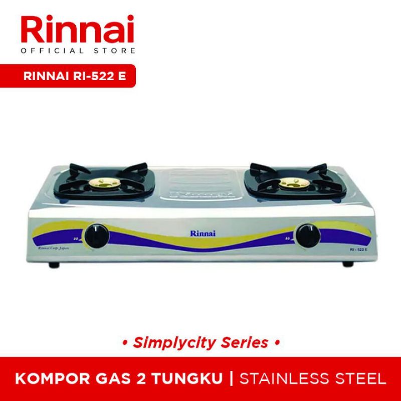 Rinnai Kompor Gas RI-522 E 2 Tungku Stainless