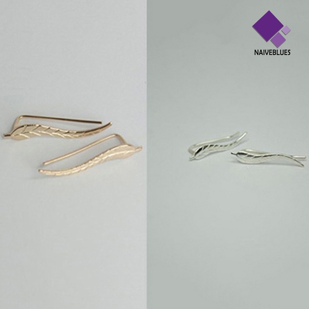 1 Pasang Anting Stud Bentuk Daun Bahan Alloy Untuk Wanita