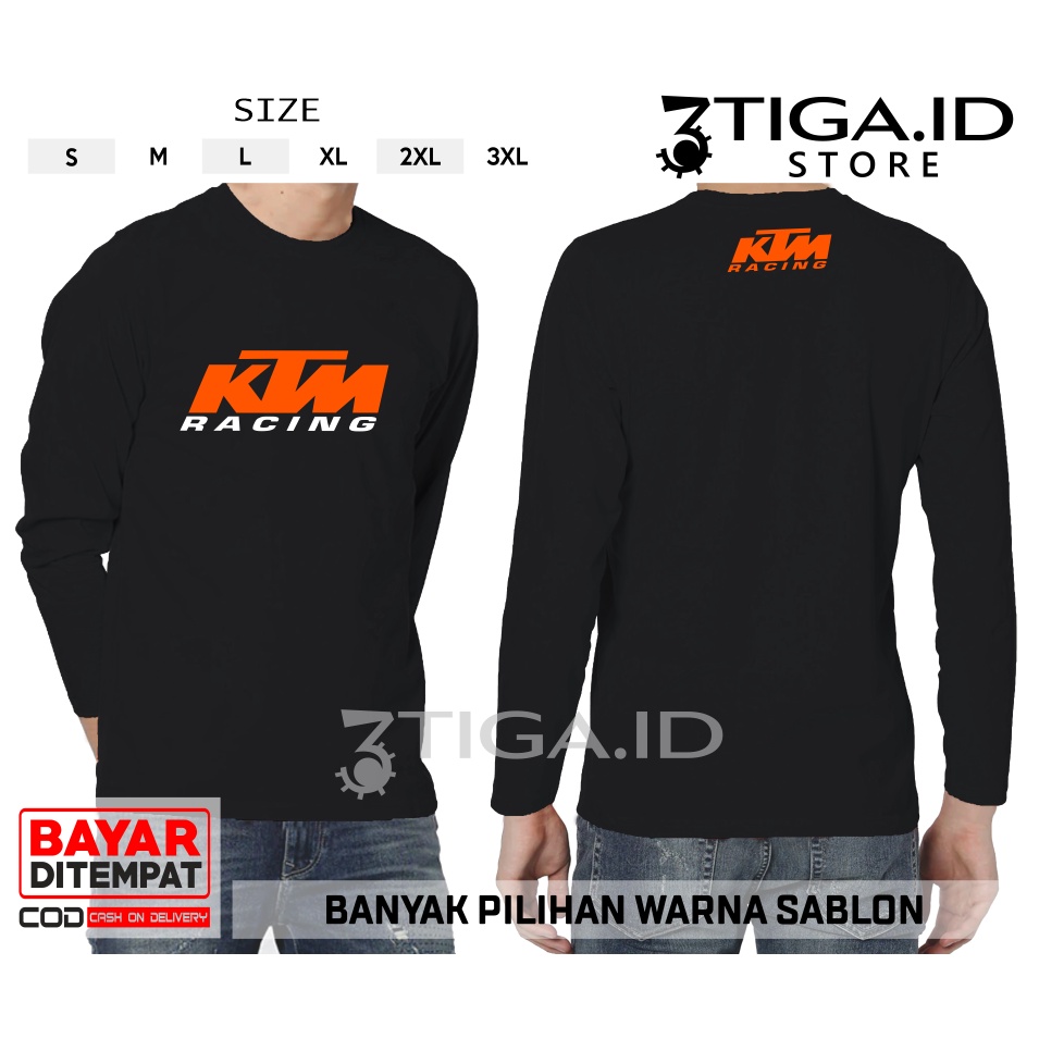 TIGA.ID STORE - KAOS LENGAN KTM RACING MOTOR PREMIUM COTTON COMBED 30S WARNA HITAM