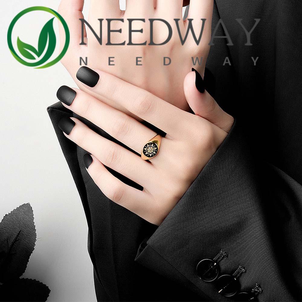 Needway  Temperament Open Ring Women Copper Finger Rings Personality Diamond Compass Sunflower Pattern European and American Girls Fashion Jewelry/Multicolor