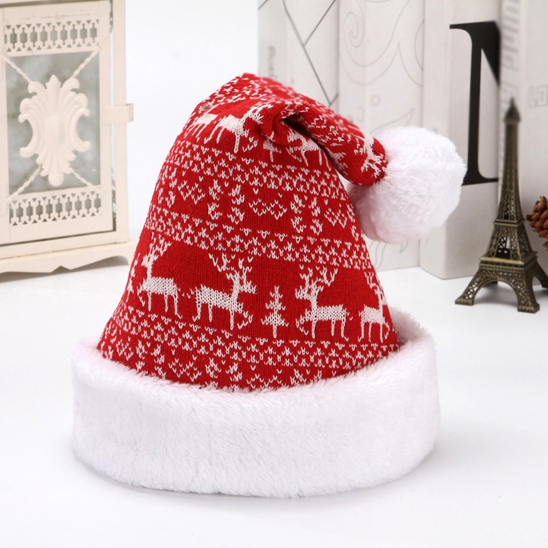 Topi Rajut Hangat Desain Snowflake Rusa Natal Untuk Pacar