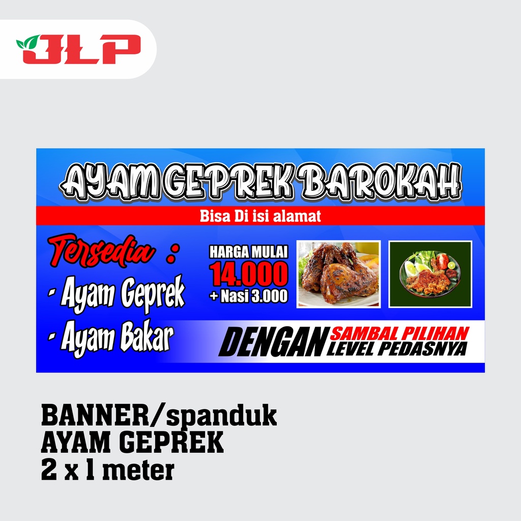 SPANDUK AYAM GEPREK / BANNER AYAM BAKAR / SPANDUK AYAM BAKAR AYAM GEPREK UKURAN 2 X 1 METER