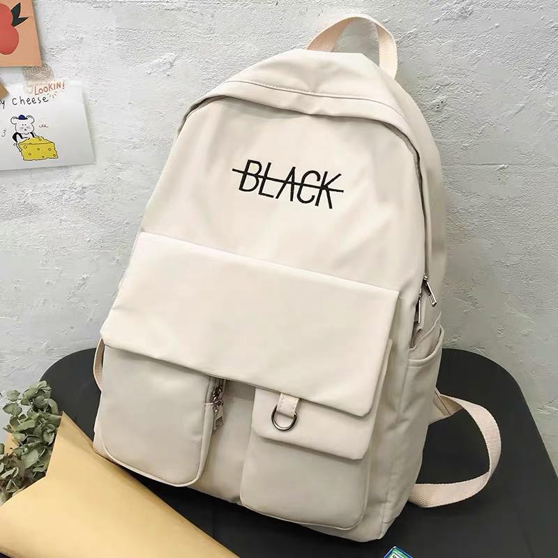 FINOM BLACK - Tas Ransel | Backpack Sekolah Korean Style