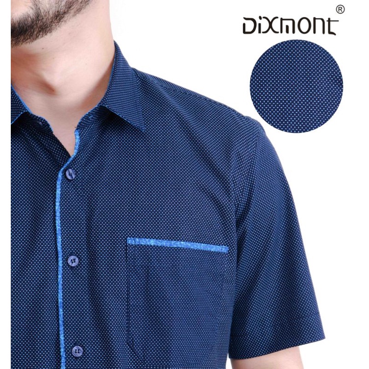 Dixmont Kemeja Pria Basic Formal Motif Lengan Pendek Hem MS02021