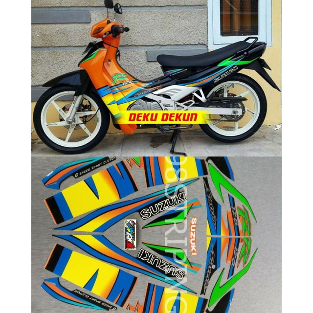 STRIPING SATRIA LUMBA 120R ORANGE TAHUN 2003 2004 OREN STIKER LIS STANDAR ORI 120 R