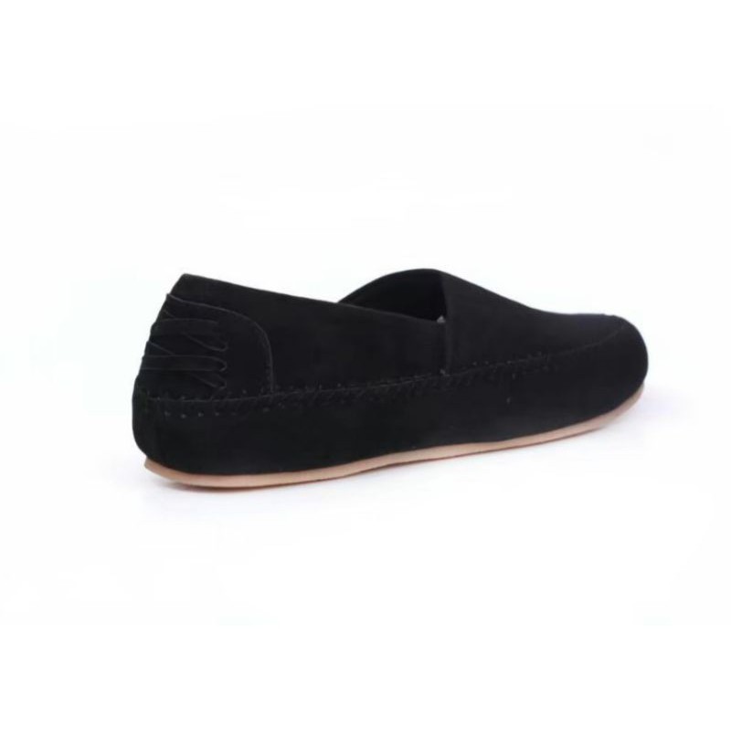 HIGHLAND BLACK |WOLF x COZY| Sepatu Slip on Pria Santai Casual Formal Suede Kerja Simple