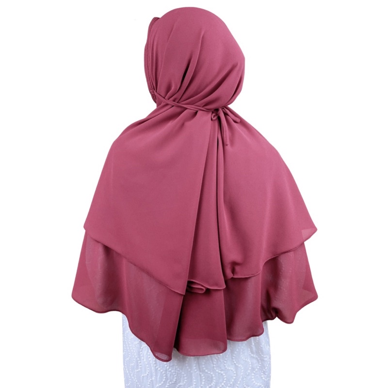Nouri Avani - Hijab Bergo Jilbab Khimar Ceruty Baby Doll Instant Tali 2 layer Ceruti Syari Premium