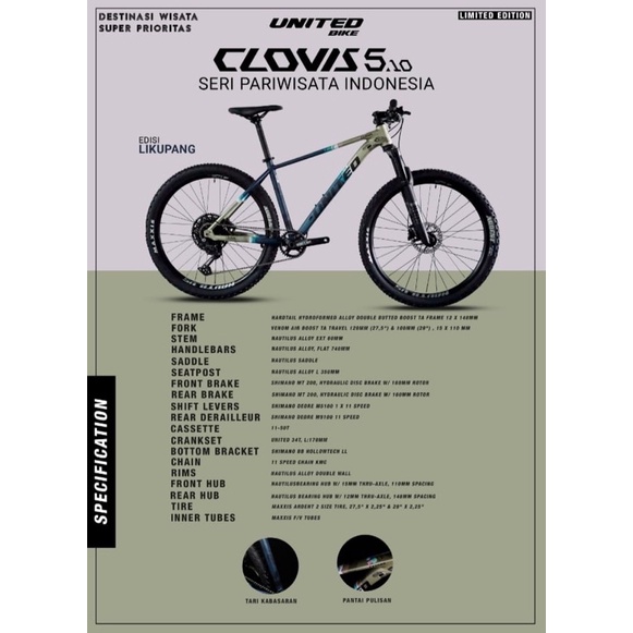 sepeda ktb 27.5 inch United Clovis 5.1 Edisi Likupang