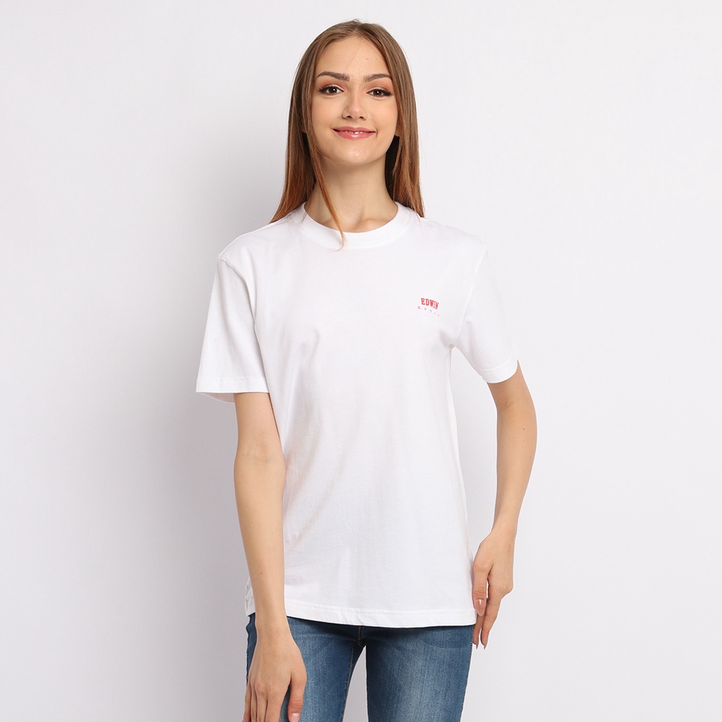 SIAP KIRIM T-SHIRT CLASSIC SMALL TEXT RED ON WHITE Kaos Casual Wanita Lengan Pendek SS - Baju Atasan