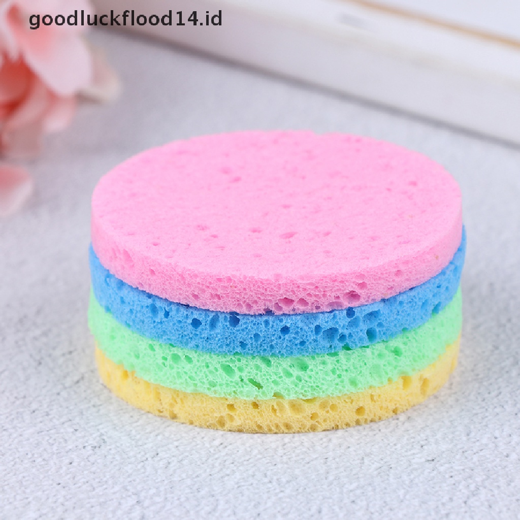 [OOID] 5X Soft Puff Natural Wood Fiber Face Wash Cleansing Sponge Beauty Makeup Pads ID