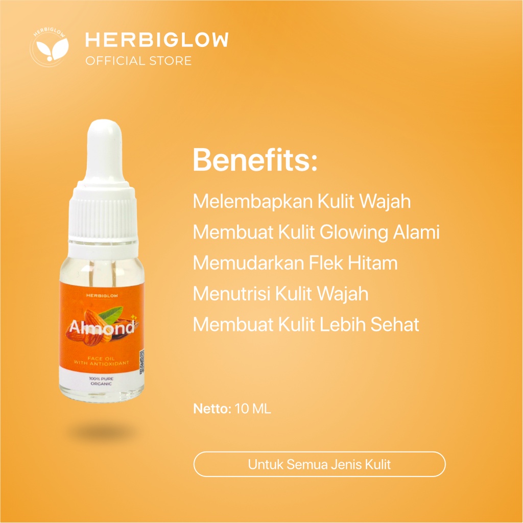 HERBIGLOW Face Oil Almond 10 ml - Serum Menutrisi &amp; Pelembab Wajah