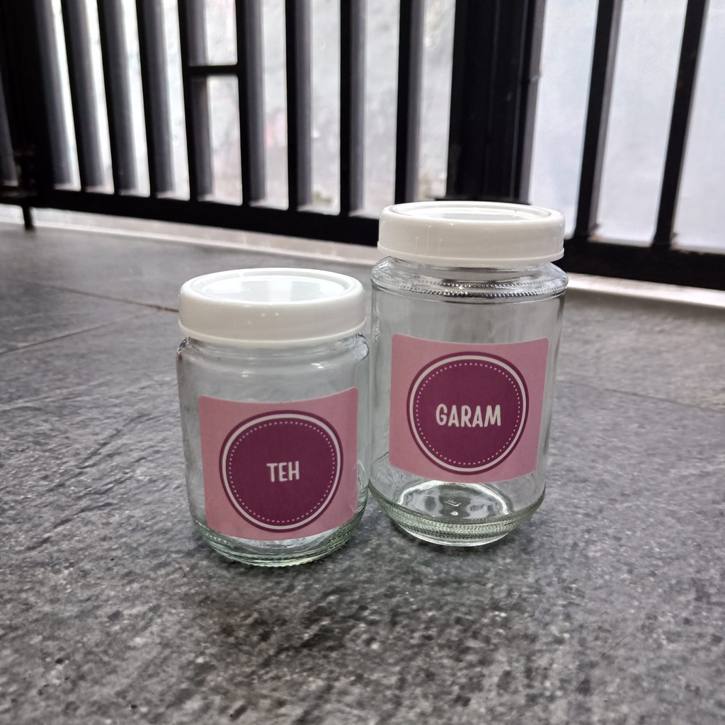Toples Bumbu Kaca 250 ml free label PINK pastel minimalis shabby stuff