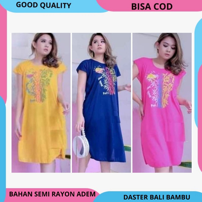 OBRAL MURAH Daster Bali Bambu Semi Rayon Daster Wanita Longdress Baju Tidur Baju Santai Adem