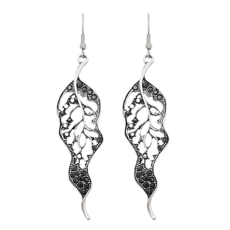 Anting Kait Gantung Desain Daunrumbai Hias Permata Warna Warni Gaya Bohemianetnik Untuk Wanita