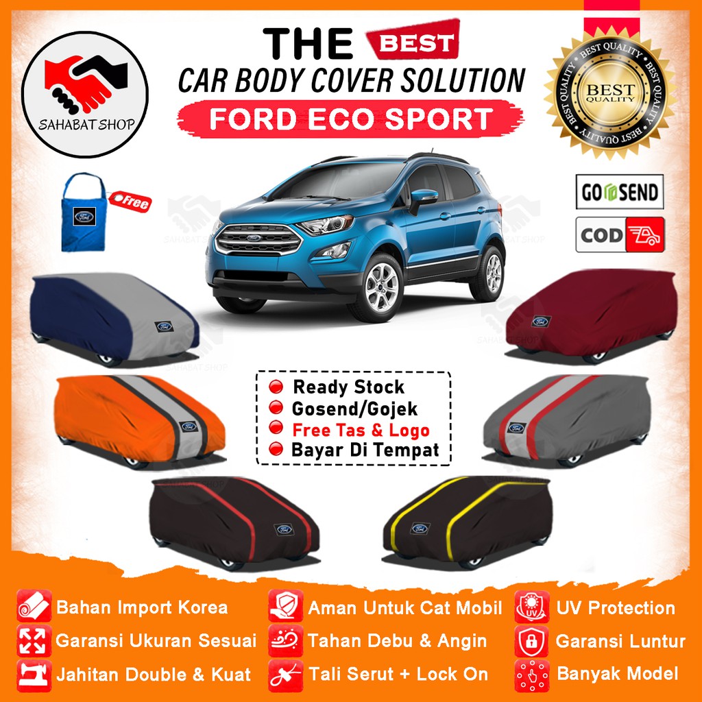 Sahabat Body Cover Mobil Eco Sport / Sarung Penutup Ford Eco Sport Outdoor / Selimut Mantel Tutup Kerudung Pelindung Jas Mantol Pembungkus Kelambu Tutupan Bungkus Terpal Kerodong Mobil Ecosport Waterproof Anti Air Model Orange