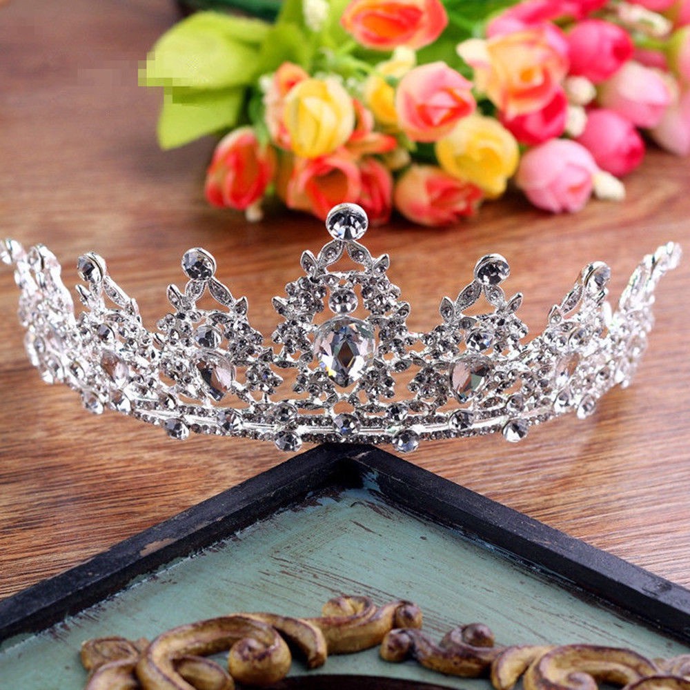 Mahkota/Tiara Princess Bahan Alloy Hias Berlian Imitasi untuk Pernikahan/Ulang Tahun