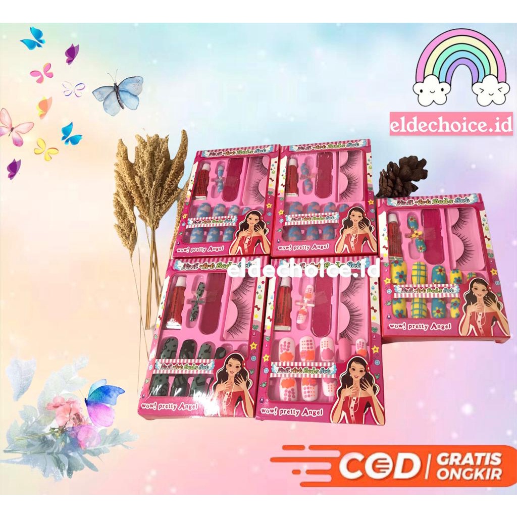 Set Kuku Palsu & Bulu Mata Palsu Anak
