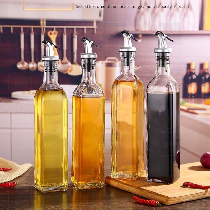 Oil Bottle Pourer Glass Botol Kaca Minyak Goreng Botol Cuka Kecap 500ml